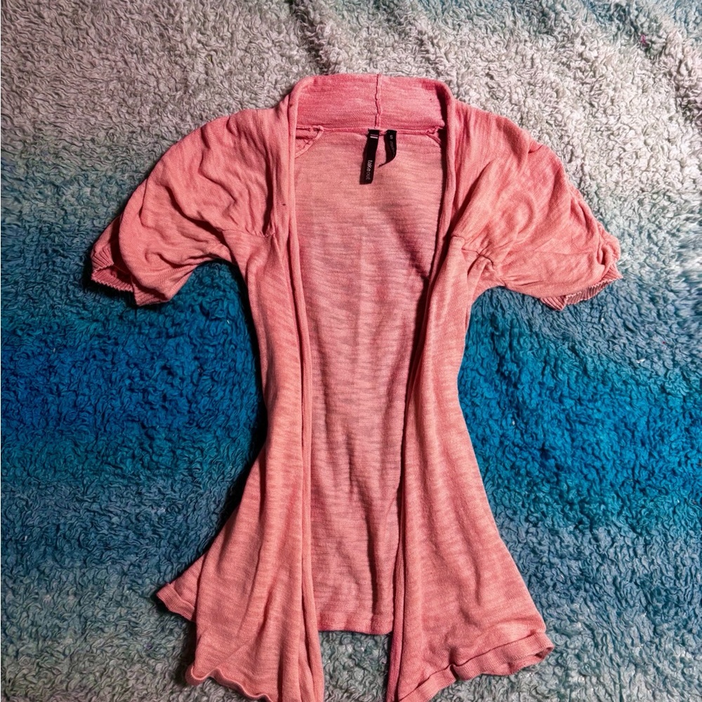Y2K Pink Fairy Hem Short Sleeve Cardigan